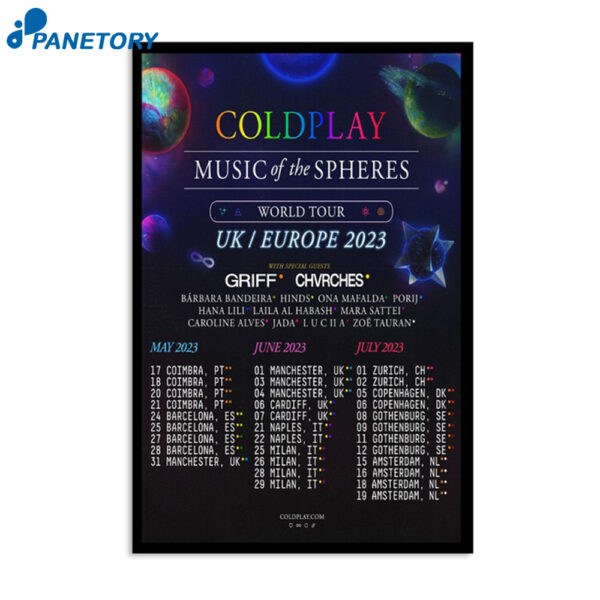 Cold Play World Tour 2023 Poster
