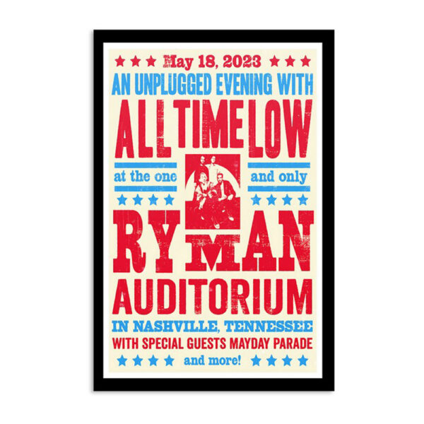 All Time Low May 18 2023 Ryman Auditorium Poster