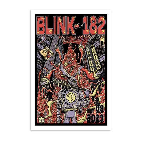 Blink 182 Little Caesars Arena Detroit Mi May 9 2023 Poster