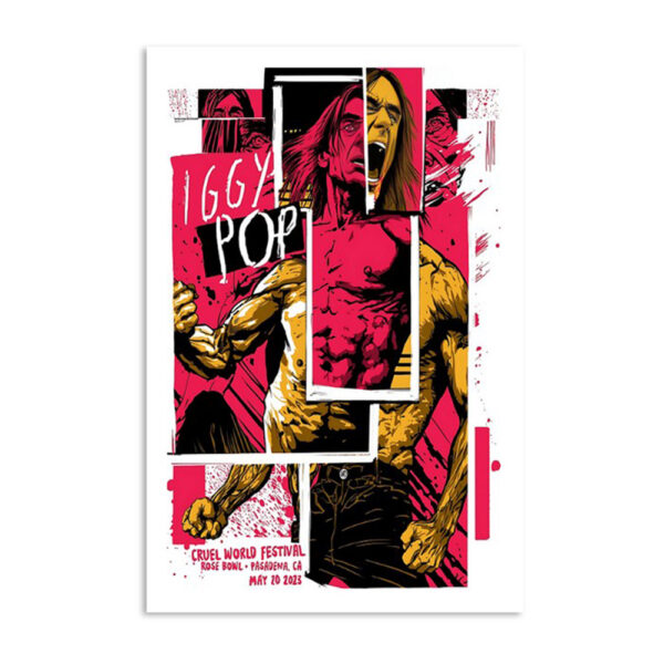 Iggy Pop Pasadena Ca 2023 Tour Poster