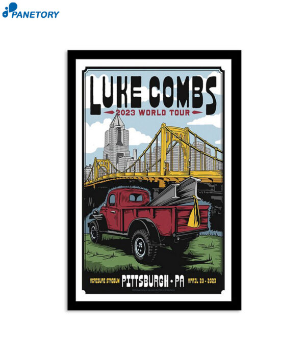 Luke Combs World Tour Pittsburgh Pa April 29 2023 Poster