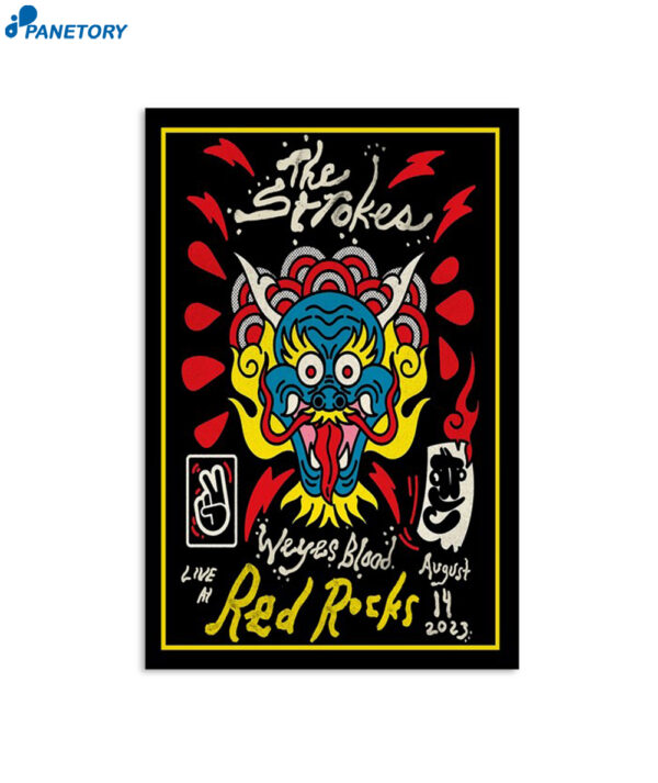 The Strokes Red Rocks 08 14 2023 Morrison Colorado Tour Poster