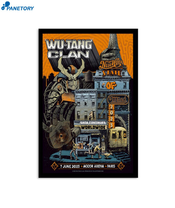 Wu Tang Clan Tour 2023 Accor Arena Paris Poster