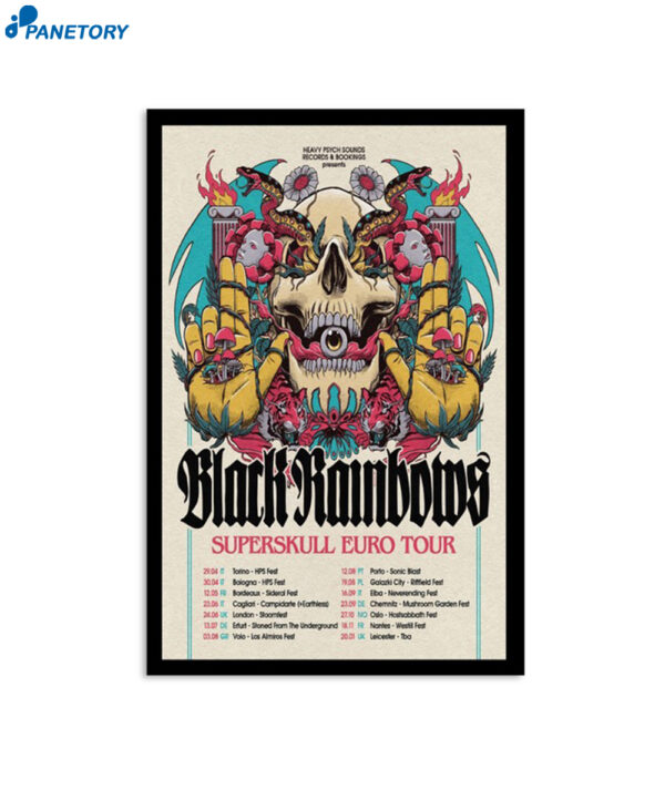 Black Rainbows 2023 Superskull Euro Tour Poster