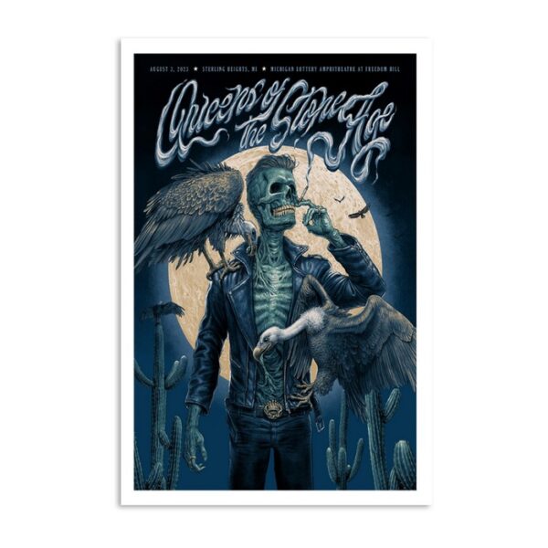 2023 Queens Of The Stone Age Sterling Heights Mi Poster