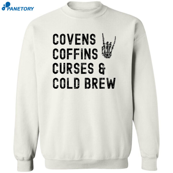 Covens Coffins Curses And Cold Brew Vintage Halloween Shirt