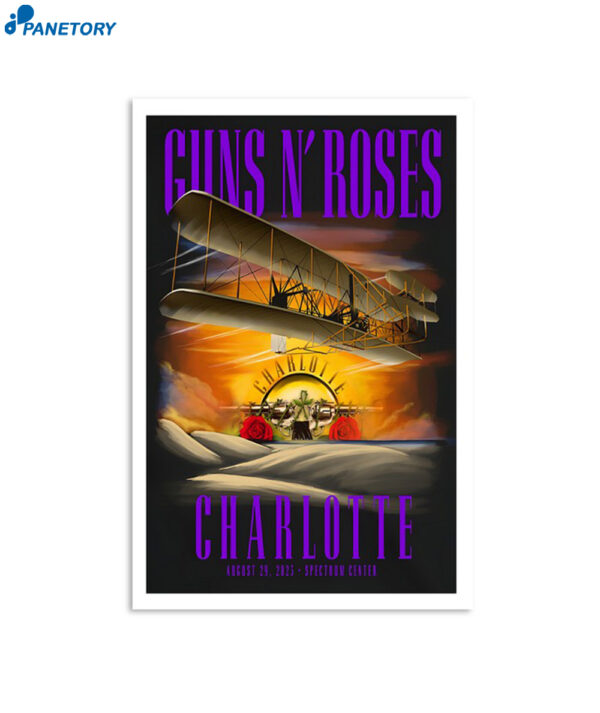 Guns N' Roses Charlotte Spectrum Center Aug 29 2023 Poster