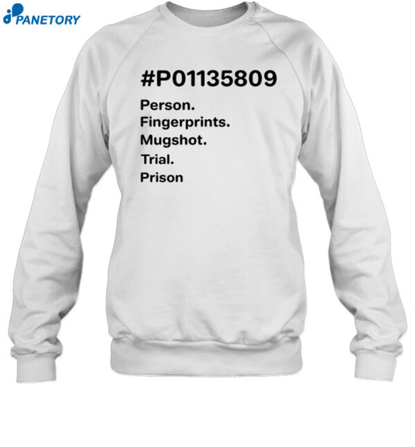 P01135809 Person Fingerprints Mugshot Trial Prison Shirt