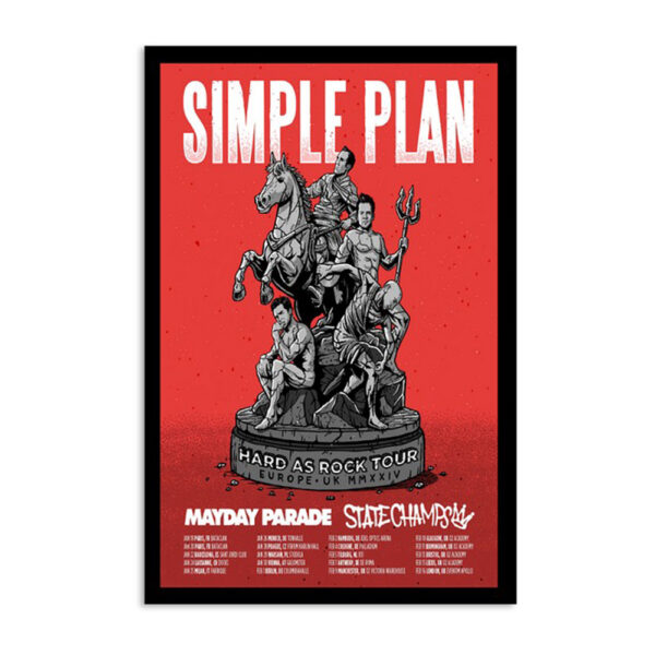 Simple Plan Hard As Rock Tour Europe & Uk 2024 Poster