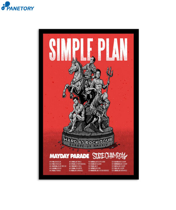 Simple Plan Hard As Rock Tour Europe & Uk 2024 Poster