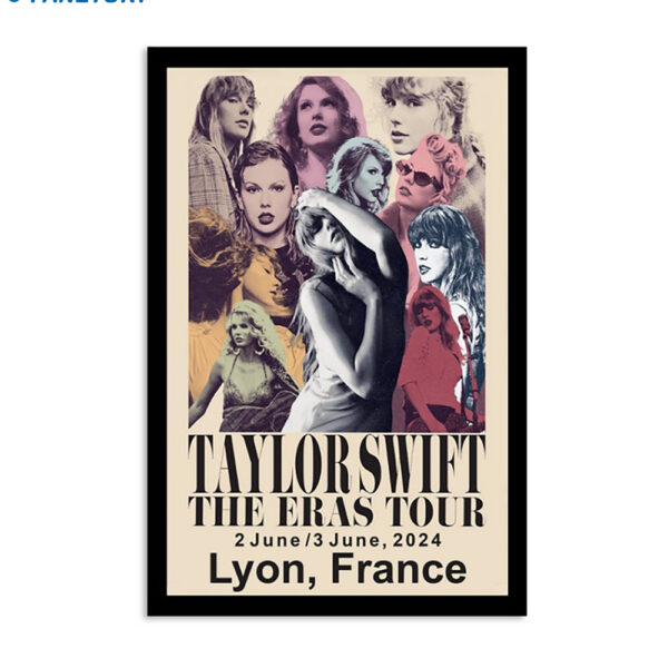 Taylor Swift The Eras Tour 2024 Lyon France Poster