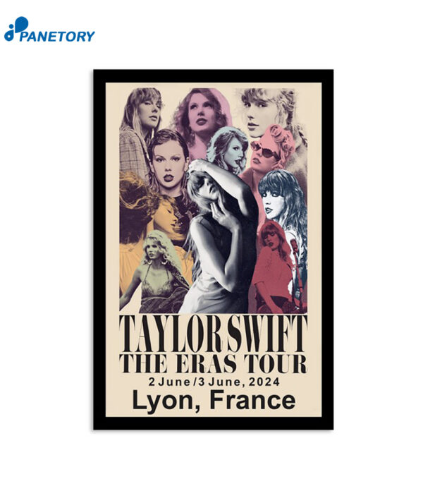 Taylor Swift The Eras Tour 2024 Lyon France Poster