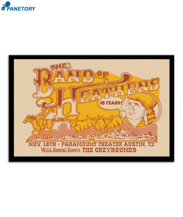 The Band Of Heathens Paramount Theatre Austin Tx Nov 18 2023 Poster
