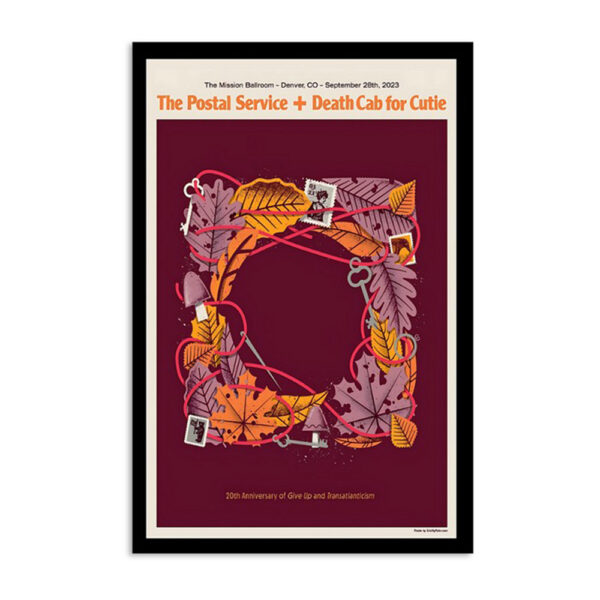 Death Cab For Cutie & The Postal Tour Denver Theater Sept 28 Poster