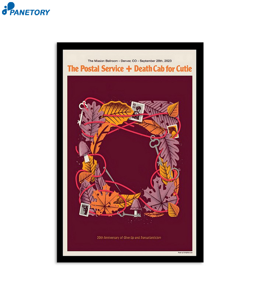 Death Cab For Cutie & The Postal Tour Denver Theater Sept 28 2023 Poster