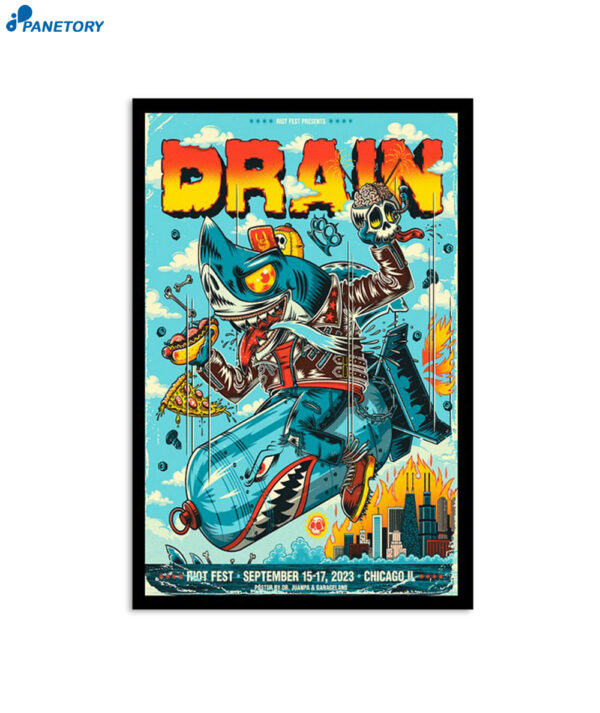 Drain Riot Fest September 15 2023 Chicago Il Poster