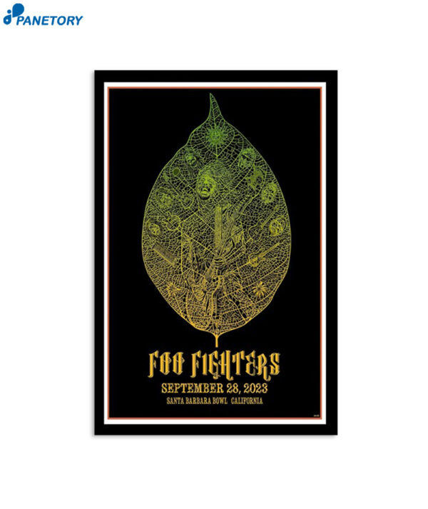 Foo Fighters Tour Santa Barbara September 28 2023 Poster