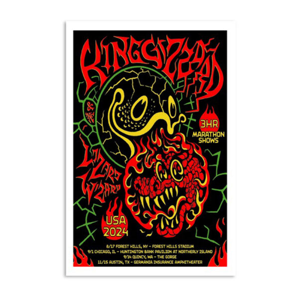 King Gizzard & The Lizard Wizard 3hr Marathon Shows Usa 2023 Poster