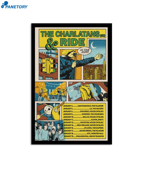 The Charlatans &Amp; Ride Us Tour 2024 Poster