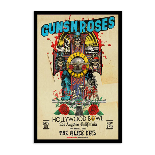 Guns N' Roses Nov 2023 The Hollywood Bowl Los Angeles Ca Poster