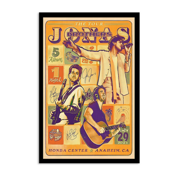 Jonas Brothers Anaheim Honda Center Event Oct 29 2023 Poster