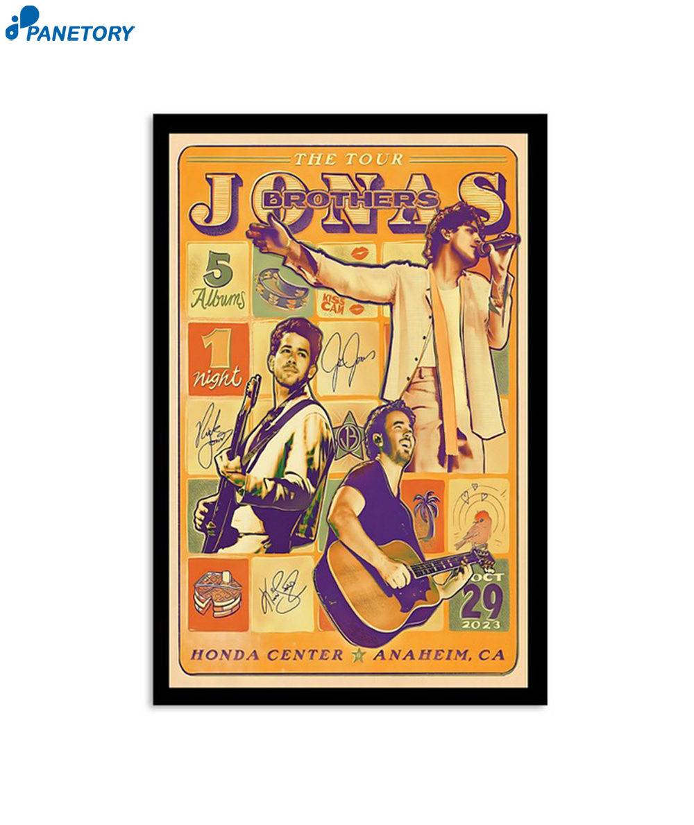 Jonas Brothers Anaheim Honda Center Event Oct 29 2023 Poster