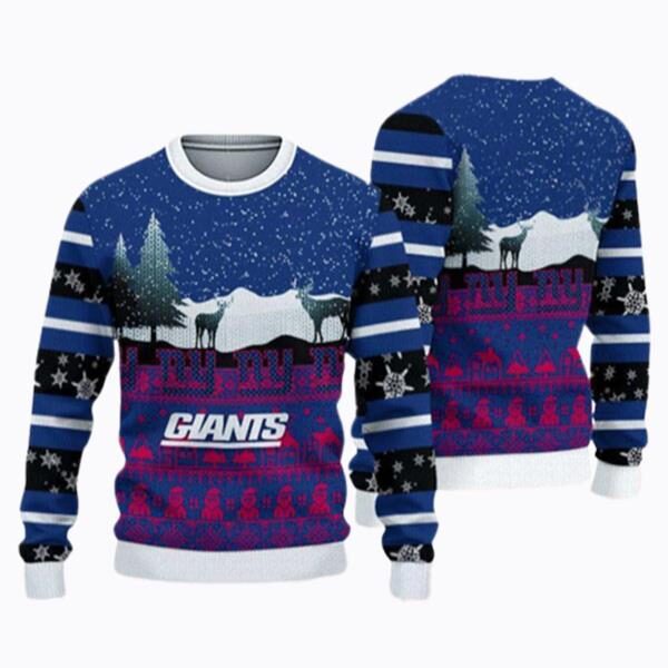 New York Giants Christmas Reindeers Ugly Sweater