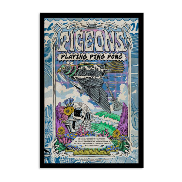 Pigeons Playing Ping Pong Tour January 2024 Poster