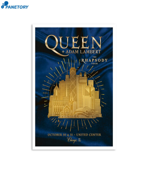 Queen X Adam Lambert October 2023 Show At United Center Chicago Il Poster