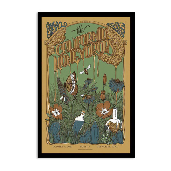 The California Honeydrops October 12 2023 Wooly's Des Moines IA Poster