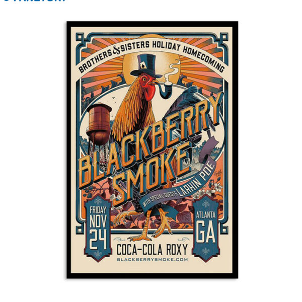 Blackberry Smoke November 24 2023 Coca-cola Roxy Atlanta GA Poster