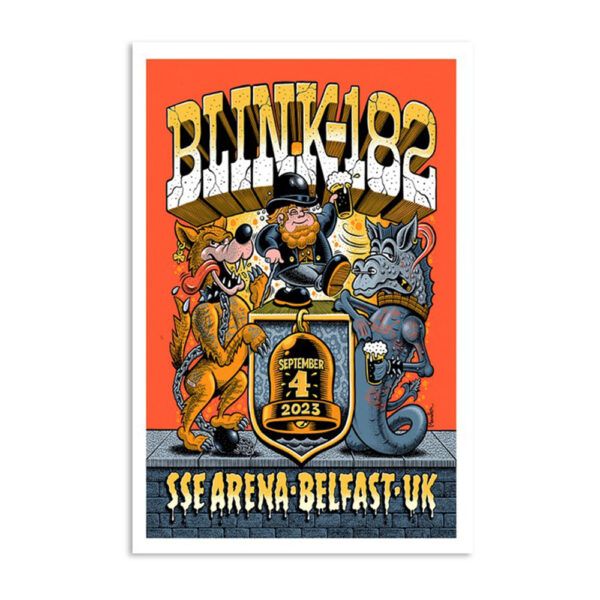 Blink 182 Show Belfast Northern Ireland September 4 2023 Poster