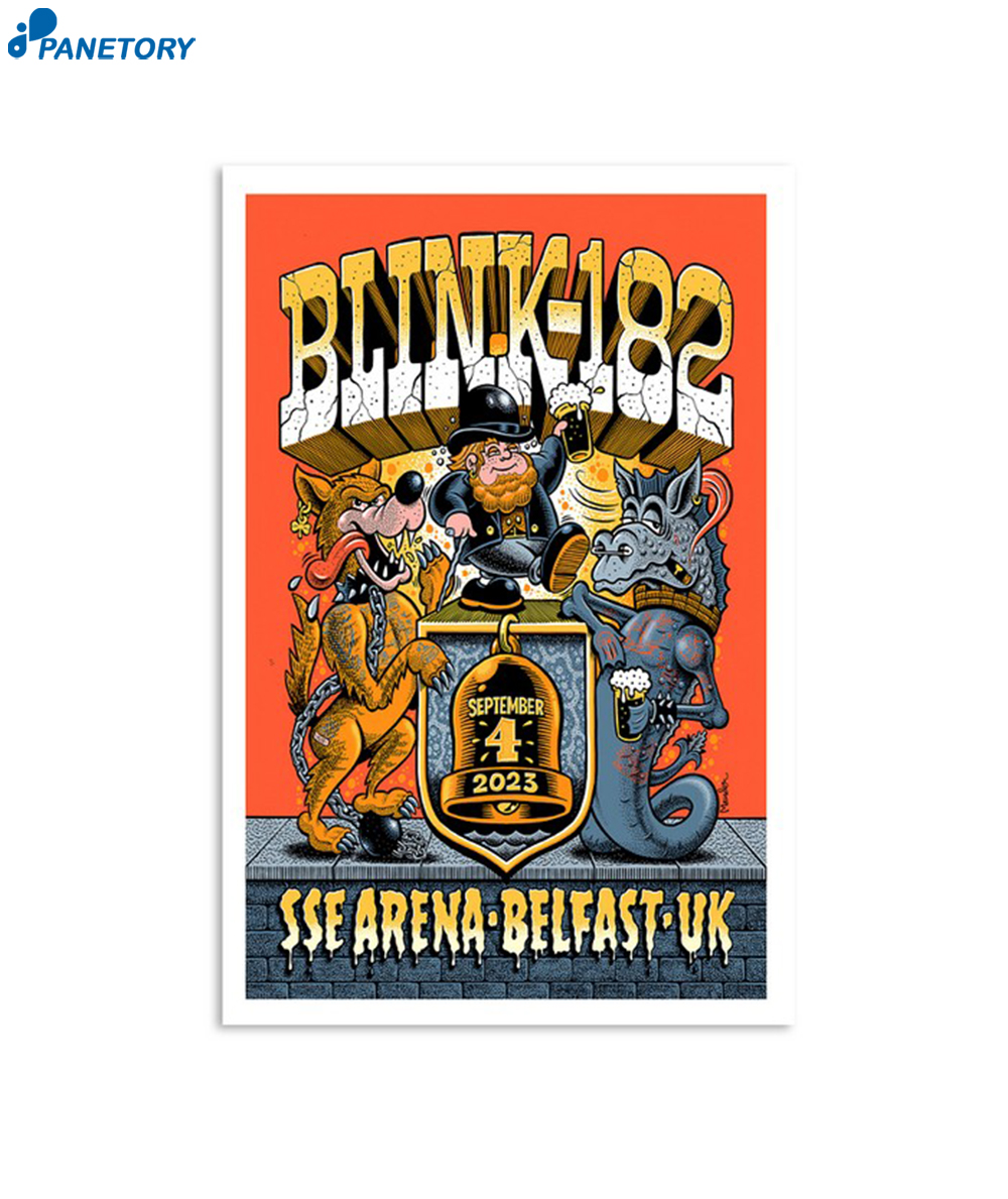 Blink 182 Show Belfast Northern Ireland September 4 2023 Poster