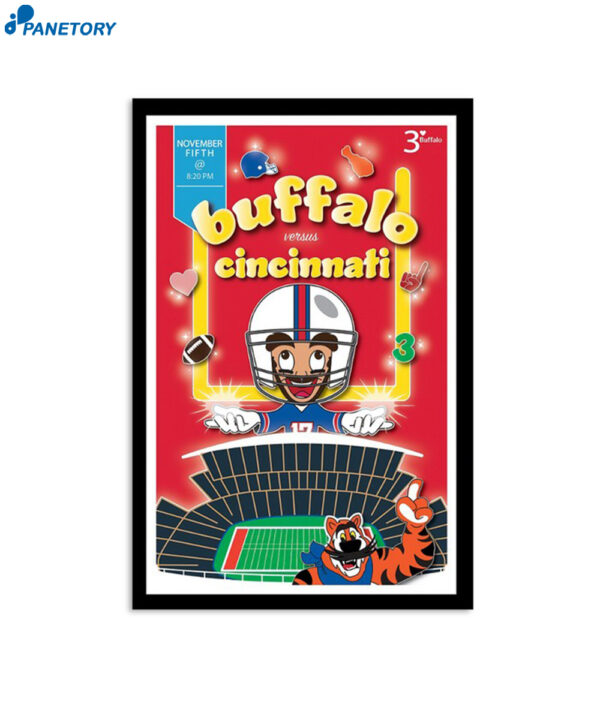 Buffalo Versus Cincinnati Nov 5 2023 Paycor Stadium Poster