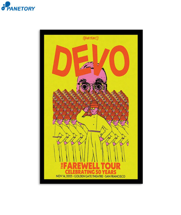 Devo San Francisco Shows Golden Gate Theater Nov 14 2023 Poster