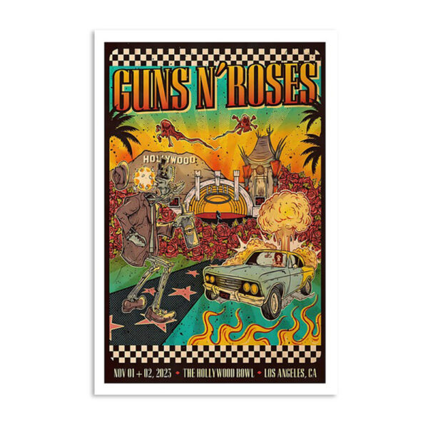 Guns N' Roses Hollywood Bowl Los Angeles Show Nov 1 2023 Poster