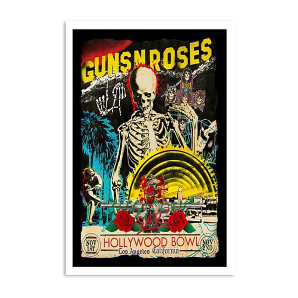 Guns N' Roses Nov 2 2023 Hollywood Bowl Los Angeles Ca Show Poster