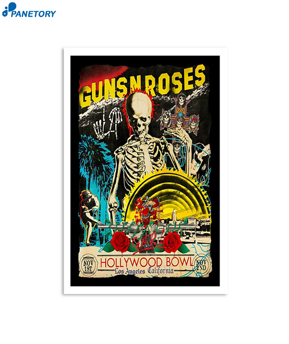 Guns N' Roses Nov 2 2023 Hollywood Bowl Los Angeles Ca Show Poster