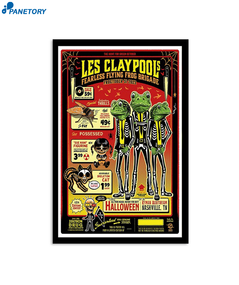 Les Claypool’s Fearless Flying Frog Brigade Ryman Auditorium Nashville Oct 31 2023 Poster