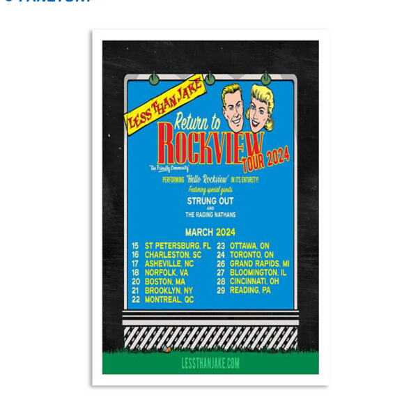 Less Than Jake With Strung Out & The Raging Nathans Return To reockview Tour 2024 Poster