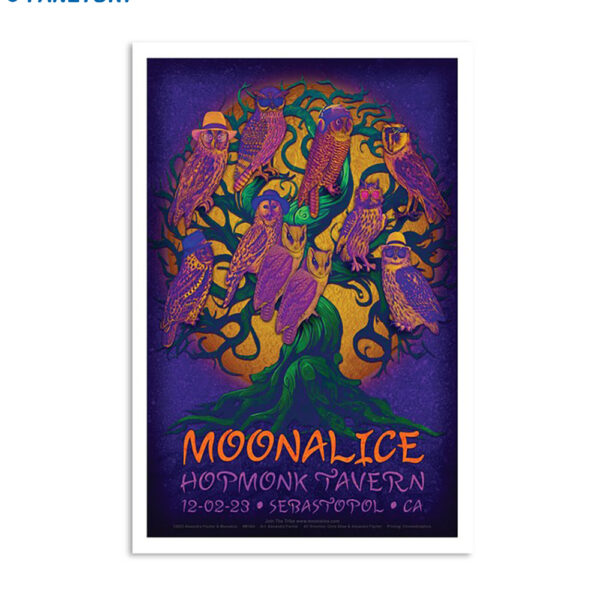 Moonalice Hopmonk Tavern Sebastopol Ca December 2 2023 Poster