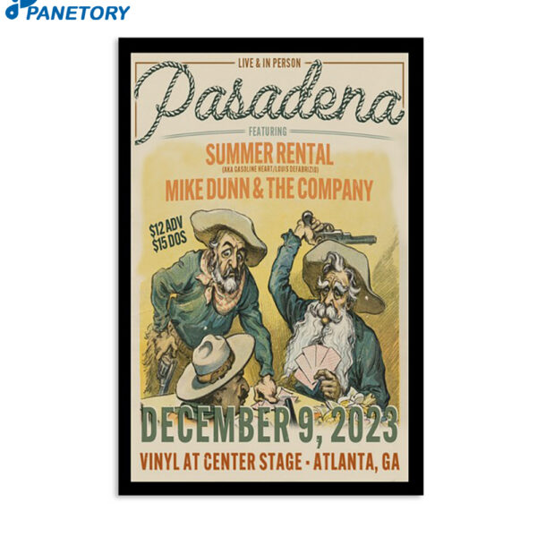 Pasadena Tour Atlanta Vinyl At Center Stage Dec 9 2023 Poster