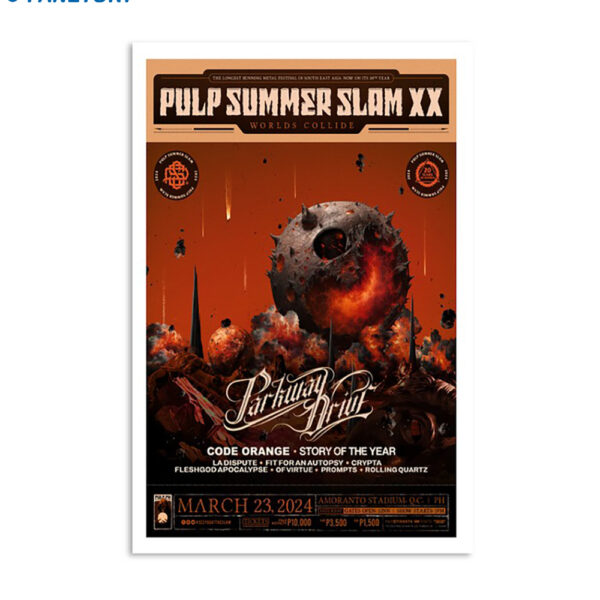 Pulp Summer Slam Xx Worlds Collide Amornto Stadium Qc March 23 2024 Poster