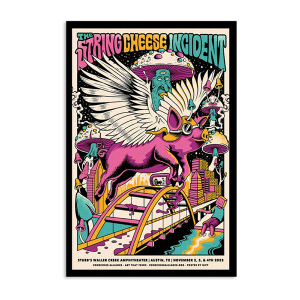 The String Cheese Incident Stubb's Waller Creek Amphitheater Texas Nov 2023 Poster
