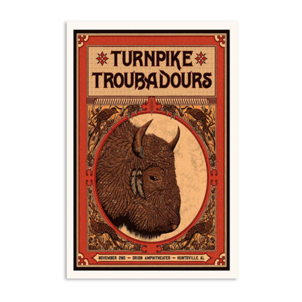 Turnpike Troubadours Tour Nov 02 2023 Huntsville Al Poster