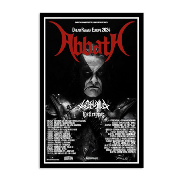 Abbath Dread Reaver Europe 2024 Tour Poster