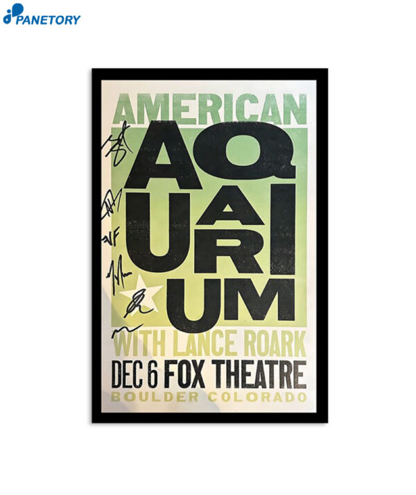 American Aquarium Lance Roark Show Boulder Co Dec 6 2023 Poster