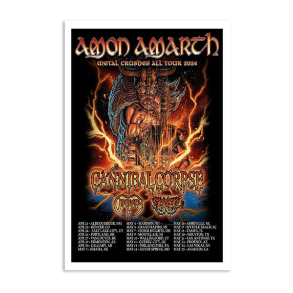 Amon Amarth Metal Crushes All Tour 2024 Poster