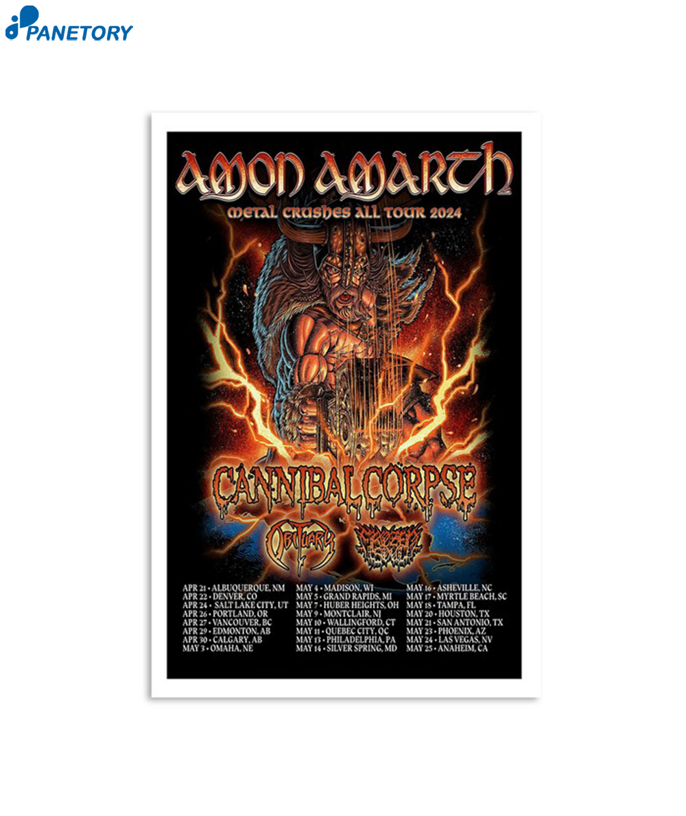 Amon Amarth Metal Crushes All Tour 2024 Poster 2 Amon Amarth Metal Crushes All Tour 2024 Poster