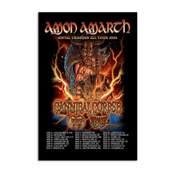 Amon Amarth Vikings Of North America Tour 2024 Poster